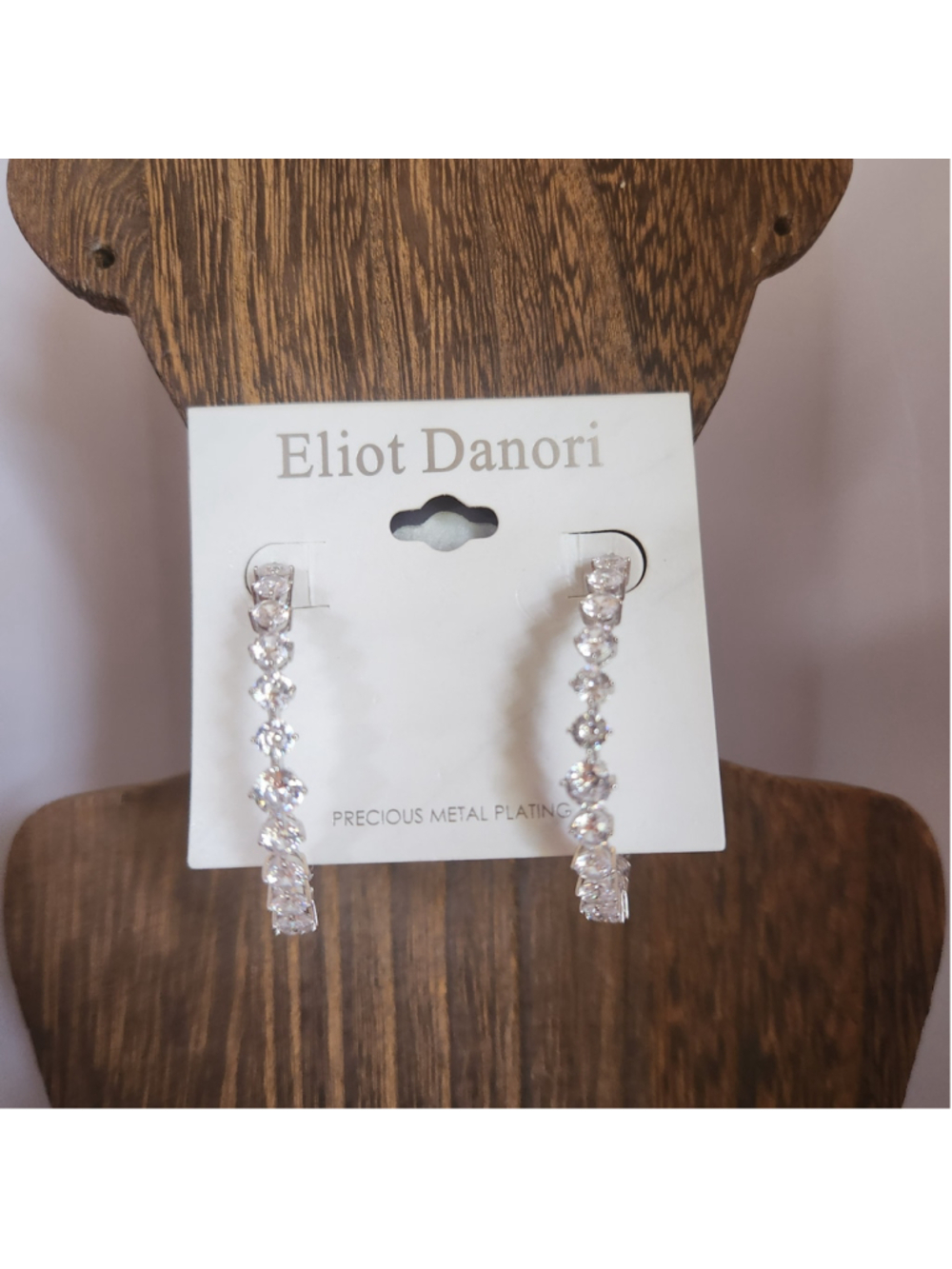 Eliot Danori Silver Hoop Earrings with White Crystals - Picture 11 of 13